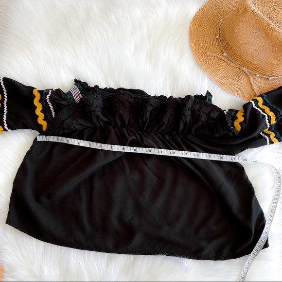 Red Carter Ric Rac Off The Shoulder Cropped Crop Top Paloma Ruffle Embroidered - Picture 11 of 14